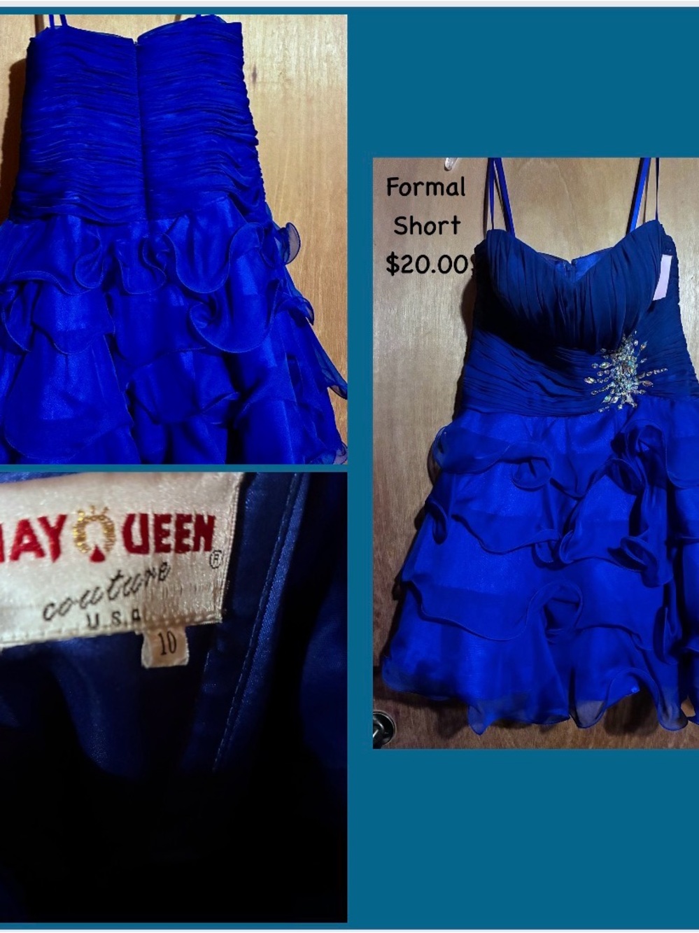May Queen Cobalt Blue Ruffled Party Dress. All info is provided. No returns.